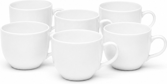 van Well New York Obertasse aus Porzellan, Weiß, 6er Pack, 200 ml, Durchmesser: 8,8 cm, Höhe: 6,5 cm - Bild 1