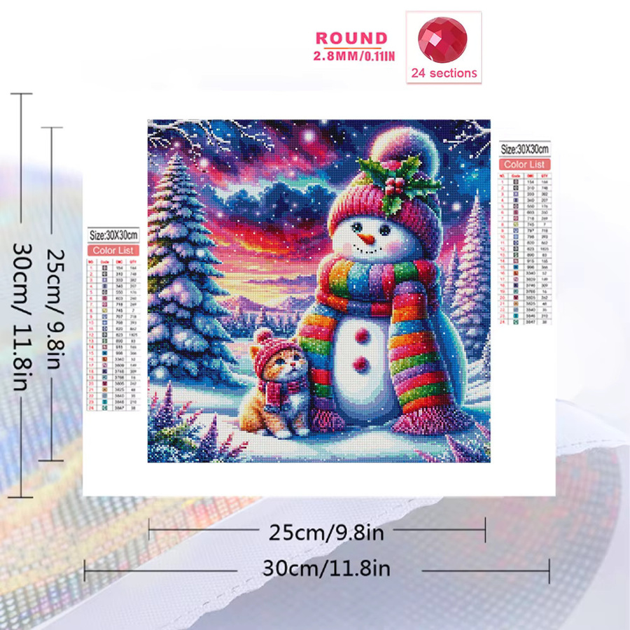 Evershine DIY Diamantgemälde Schneemann Winterlandschaft als rundes Mosaik zur Wanddekoration in Multicolour - Bild 2