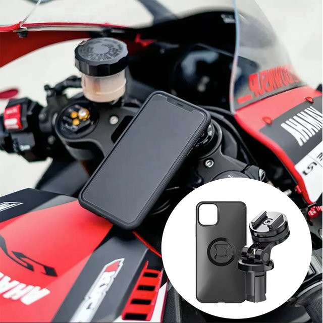Sungukun Motorrad Handyhalterung für den Vorbau mit stoßfester Hülle und Schnellverriegelung, Schwarz - Bild 1