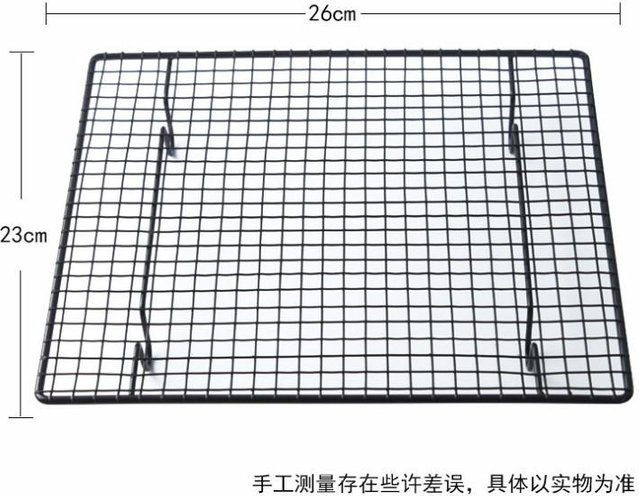 DIYelecs Antihaft Kühlgitter aus Metall in Schwarz, rechteckiges Backgitter für Brot, Kuchen und Kekse, Breite: 26,0 cm - Bild 1