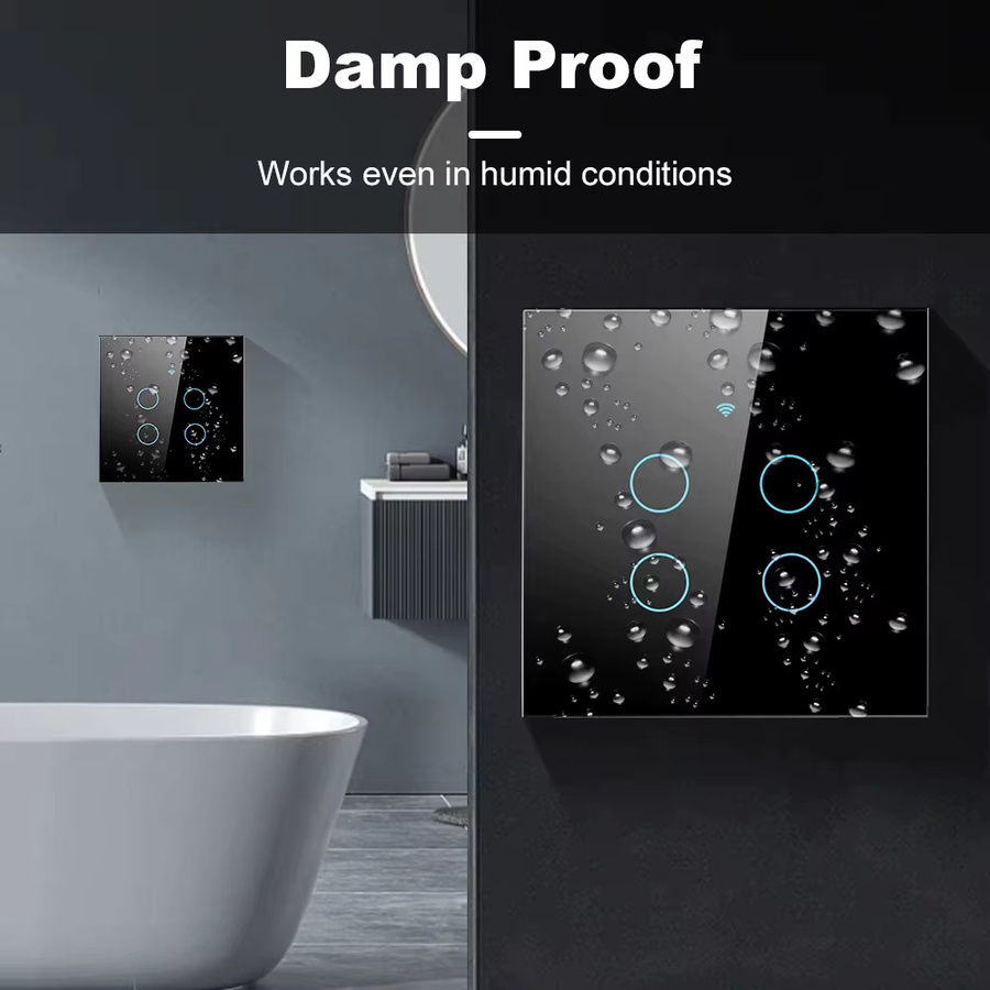 Smart Switch EU WiFi Touch-Lichtschalter mit Tuya und Smart Life, kompatibel mit Alexa und Google Assistant, Schwarz, 1/2/3/4 Gang, mit oder ohne Neutralleiter - Bild 5