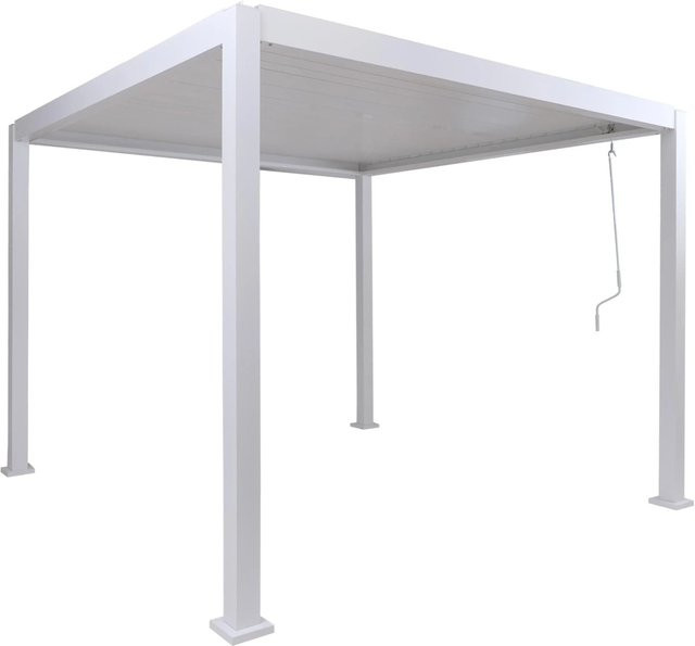 BERLINLODGE Pergola Terrassenüberdachung mit Lamellendach in Weiß, Aluminium-Gestell, H x B x T: 235 x 302 x 302 cm - Bild 1