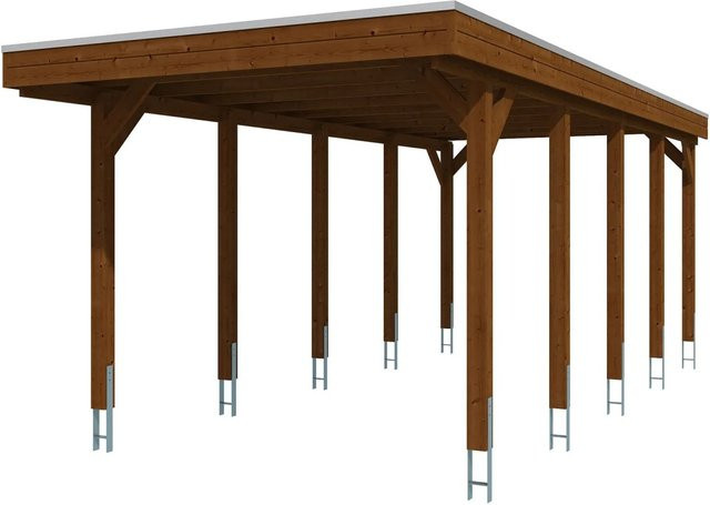 SKANHOLZ Carport Friesland aus Fichte mit EPDM-Dach in Nussbaum Braun, B: 708 cm, T: 320 cm, H: 239 cm - Bild 4