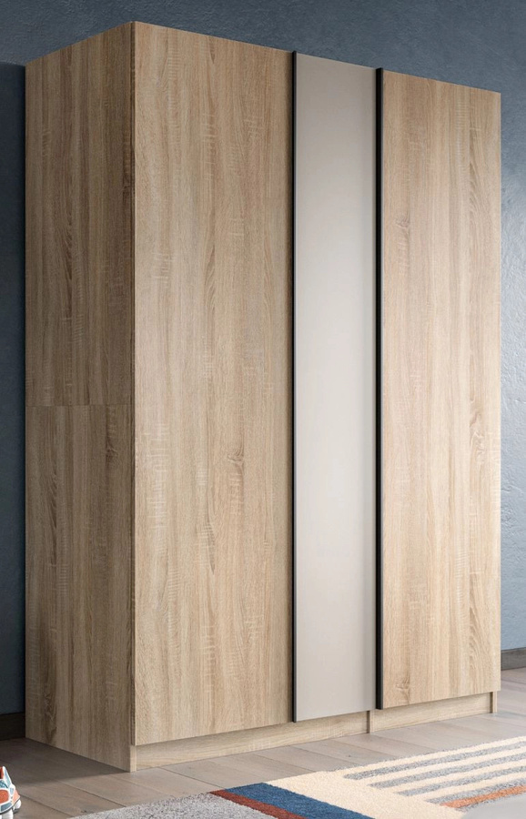 Kleiderschrank Girona 3-türig in Eiche und Kaschmir, B/T/H: 130 x 53 x 183 cm - Bild 1