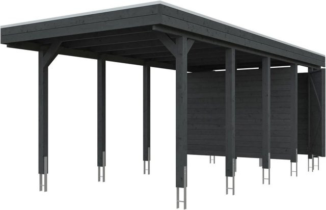 Skan Holz Carport Friesland mit Abstellraum aus Fichte in Schiefergrau B/T/H: 320 x 708 x 239 cm - Bild 4