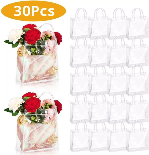 30 Stück transparente PVC-Geschenktüten mit Griffen von YOUTHINK, wiederverwendbare Plastiktüten für Einzelhandel und Hochzeiten - Bild 1