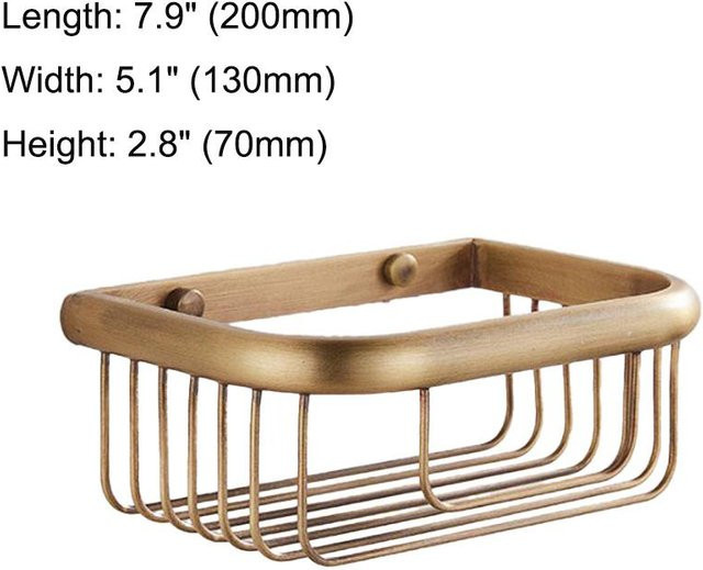 HUALUOYU Wandmontiertes Badezimmer Duschregal im Vintage Retro Design aus Messing, Farbe Beige/Gold - Bild 1
