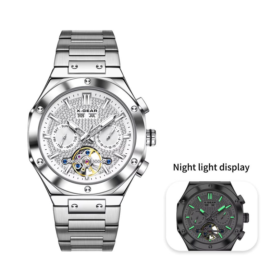 X-GEAR Armbanduhr Automatik, Edelstahl, Diamant, Herren - Bild 6