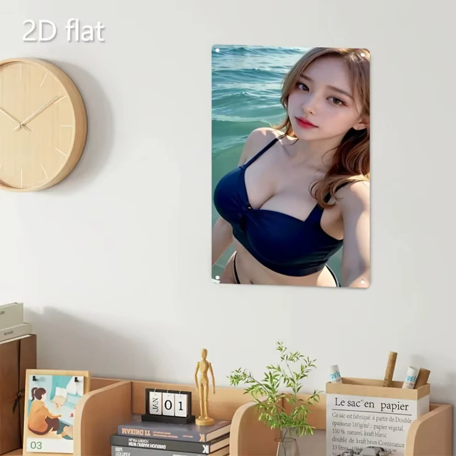 CIFBUY Vintage Eisen-Schild Bikini Lady Strand Poster Wandkunst B/H: 30,0 x 20,0 cm - Bild 4