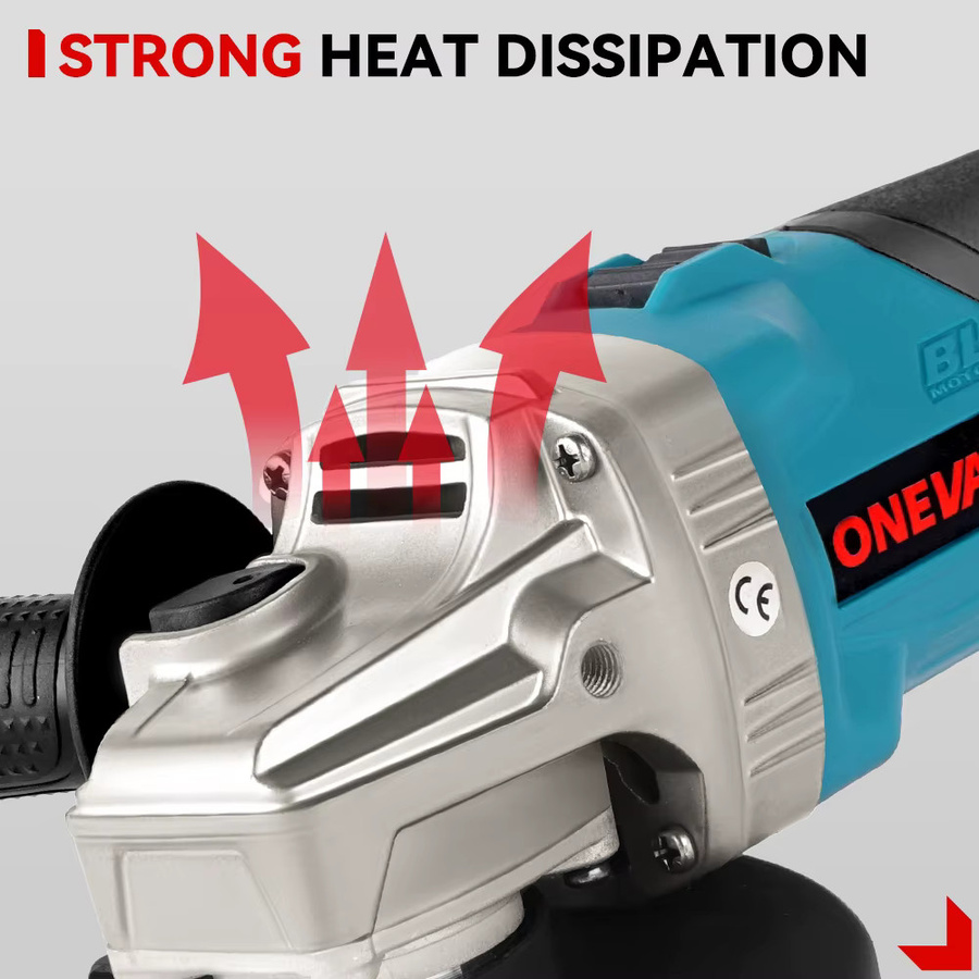 ONEVAN Akku-Winkelschleifer 588 VF mit 2000 W und 125 mm Durchmesser, bürstenloser 6-Gang-Polier- und Schneidemaschine für 18 V und 21 V Akkus - Bild 4
