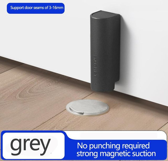 Magnetischer Türstopper von XYNN aus Edelstahl in Grau-Schwarz für eine nagelfreie Montage - Bild 1