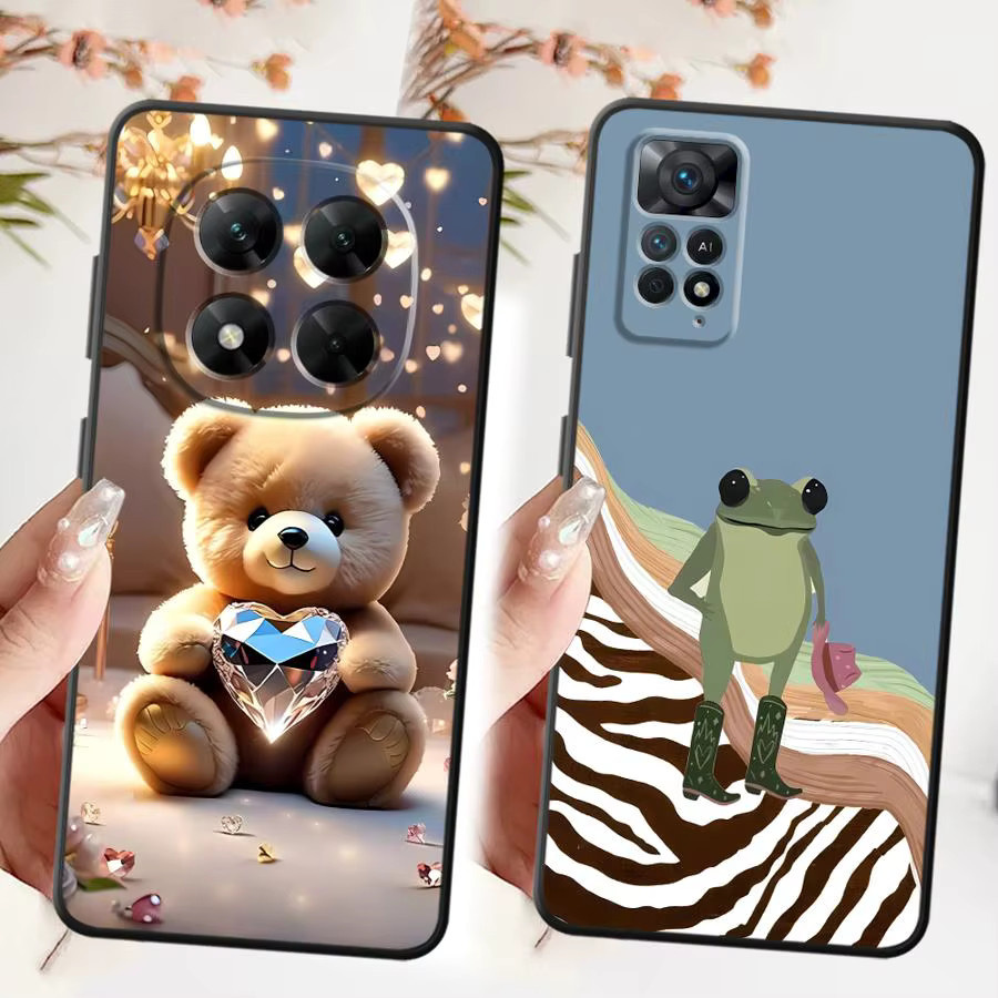 Schwarze weiche Handyhülle mit Bär-Tier-Motiv für Xiaomi Redmi Note Serie - Bild 3