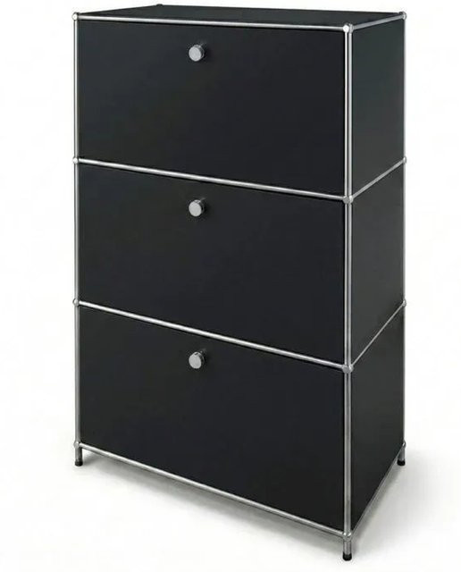 Floordirekt Metallschrank Concept Epure MK-129 Sideboard mit 3 Fächern in Schwarz matt, B/T/H: 75 x 40 x 120 cm - Bild 1