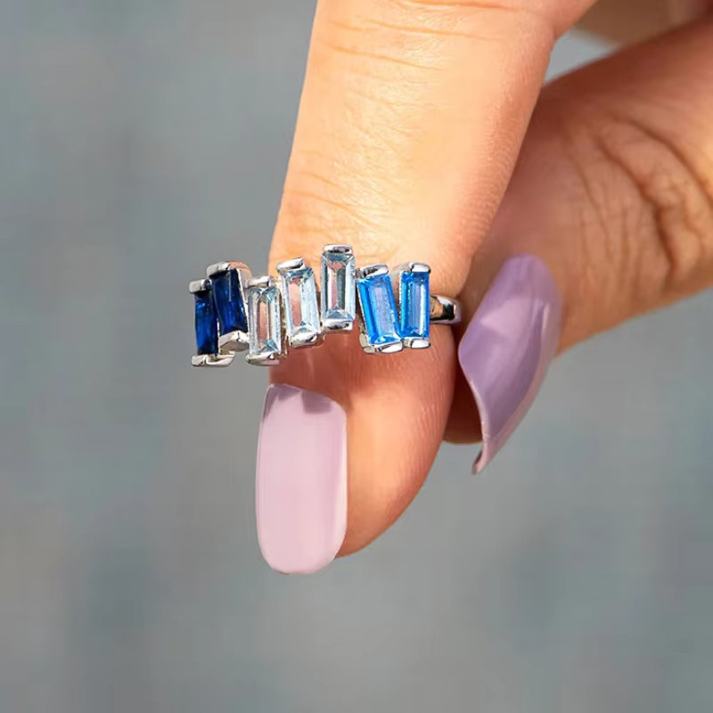 Huitan Ring, Zirkonia, blau und weiß, Damen - Bild 2