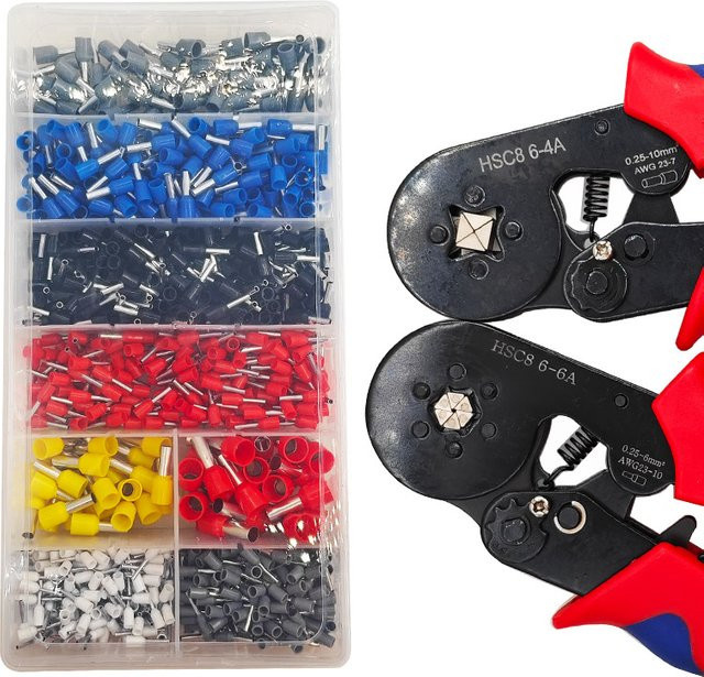 CNMAWAY HSC8 Selbsteinstellende Kabelschuhzange für Endhülsen 0,25-10mm² 23-7AWG VE/TE Rohrform, 1200 Stück - Bild 1