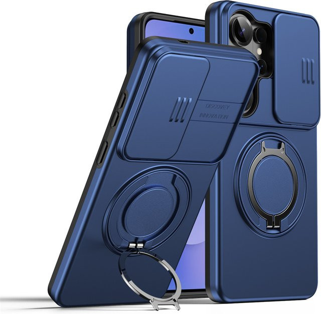 lolozzx Magnetische Drehbare Standhalterung Handyhülle mit Schiebe-Kameraschutz für Samsung Galaxy S26 S25 S24 S23 S22 Ultra und S26 S25 Plus in Blau - Bild 1