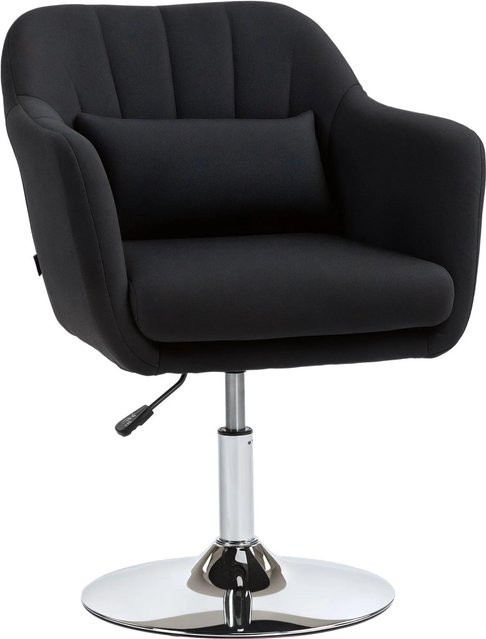 HOMCOM Sessel mit Armlehnen in Schwarz aus Polyester und Metall, moderner Drehstuhl mit Schaumstoffpolsterung, B/T/H: 60 x 60 x 79-91 cm - Bild 1