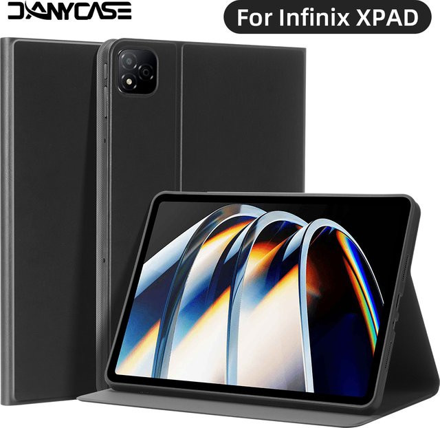 Infinix Xpad 11 Zoll 2024 Schutzhülle aus Leder mit Magnetständer und Flip-Cover in Schwarz - Bild 1
