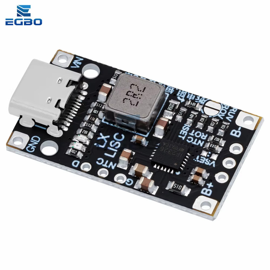 EGBO Lithium-Batterie-Lade-Boost-Modul mit Typ-C Anschluss, 15 W Schnelllademodul mit Anzeige für 2S und 3S, Schwarz - Bild 3