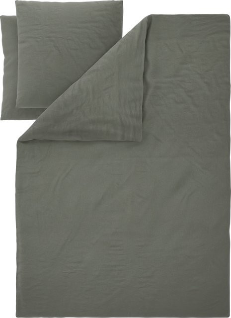 LIVARNO Bettwäsche aus Baumwolle und Leinen in Grün mit Bettbezug und Kissenbezug, B/H: 200 x 220 cm und 80 x 80 cm - Bild 1
