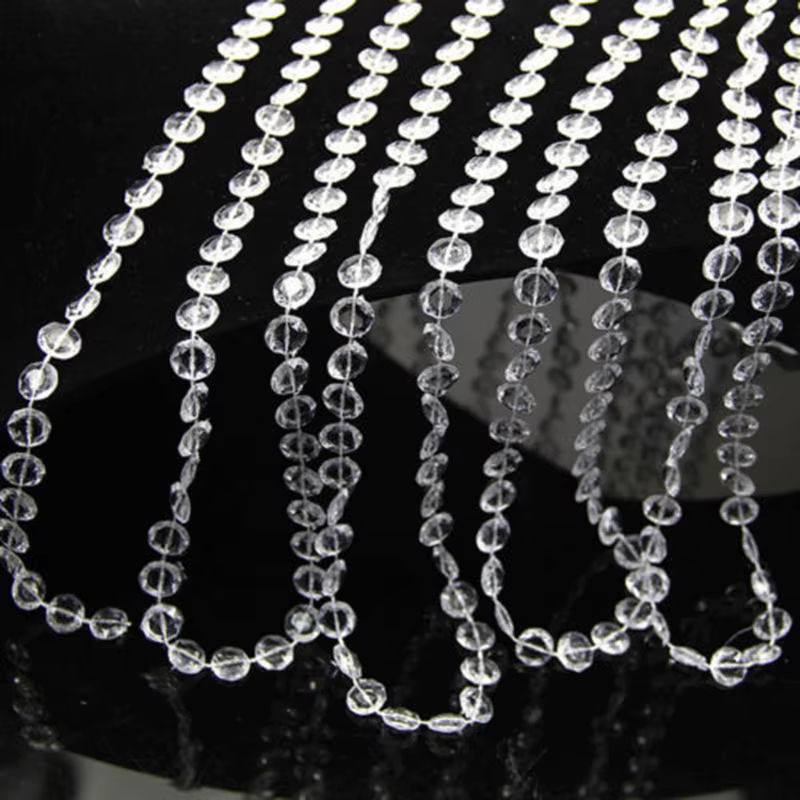 VIBRATITE Acryl Kristall-Perlen Vorhang Transparent 10m Hängende Girlande aus Kunststoff für Hochzeit und Weihnachtsdekoration - Bild 5
