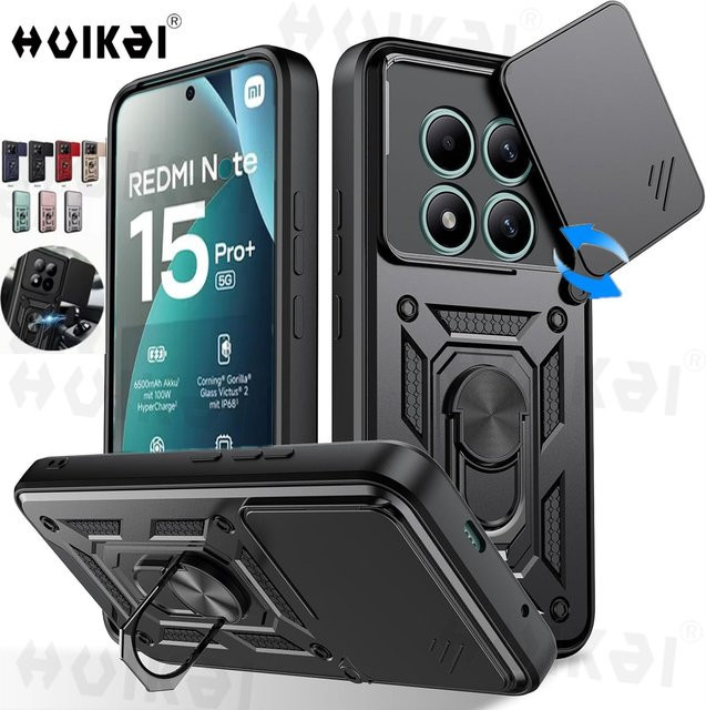 Stoßfeste Panzer-Handyhülle aus Hartschalen-PC für Xiaomi Redmi Note 15 Pro Plus und Poco M8 Pro in Schwarz - Bild 1