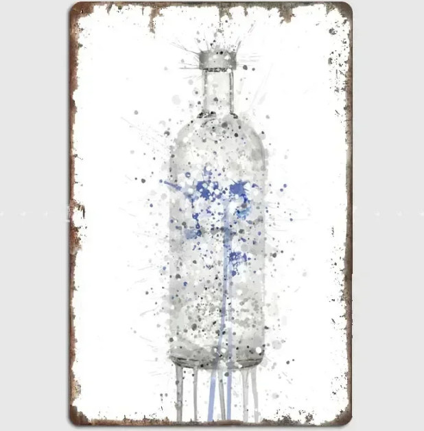 MINISO Wanddekoration Blechschild Absolute Wodka Grafik in Weiß - Bild 1