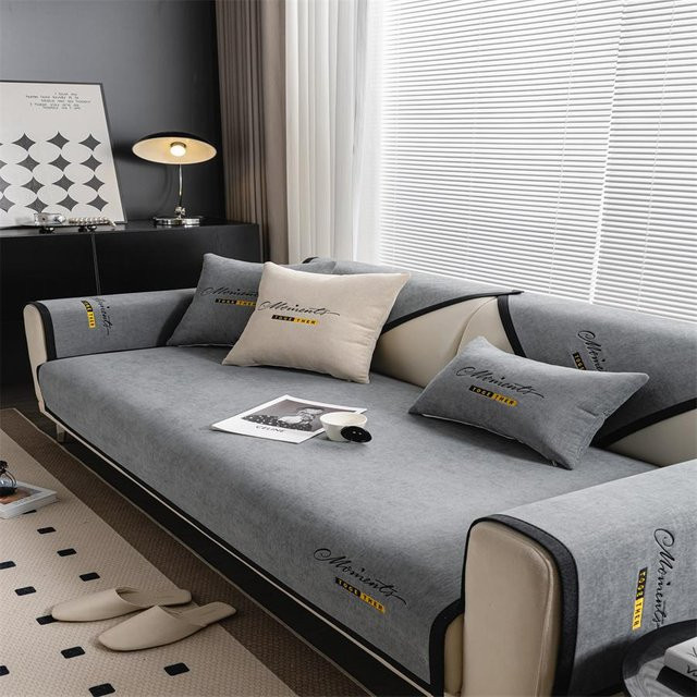 Luxuriöses Sofakissen aus Chenille von Your Warm Home in Grau, rutschfeste Ecksofa-Abdeckung und Sitzpolster, B/B: 70 x 70 cm - Bild 1