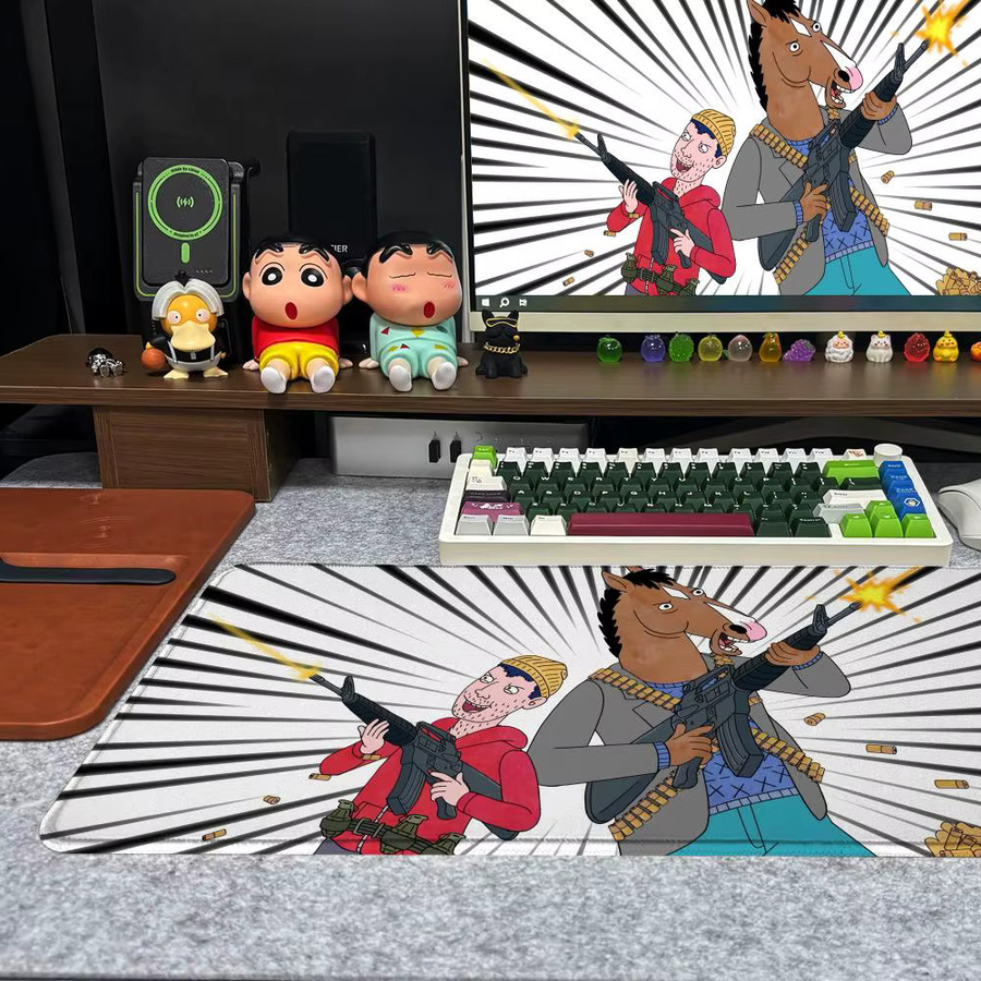 B-BoJack H-Reiter-Mauspad XXL in Schwarz/Mehrfarbig, rutschfeste Gamer-Schreibtischunterlage mit Kunstdesign, B/T: 90 x 40 cm - Bild 2
