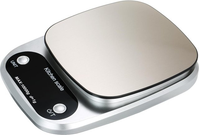 Neoglint Digitale Küchenwaage in Silber mit wasserdichter Oberfläche, Tragbare Backwaage mit 10 kg Kapazität und 1 g Genauigkeit - Bild 1
