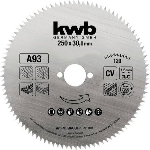 Kwb Kreissägeblatt für Holz in Silber, Durchmesser: 250 mm, Bohrung: 30 mm - Bild 1