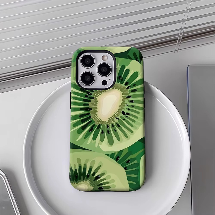 Kiwi-Kaleidoskop Handyhülle für Apple iPhone 17 16 15 14 13 12 11 Pro Max Plus mit doppelschichtiger Rückseite - Bild 4