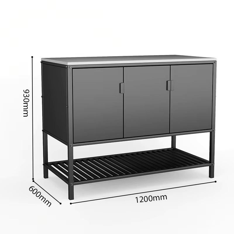 XMSJ Modulare Outdoor-Küchenzeile aus Edelstahl in Silber und Weiß, Wetterfester BBQ-Grillschrank für Garten und Terrasse, B/T/H: 120 x 60 x 93 cm - Bild 2