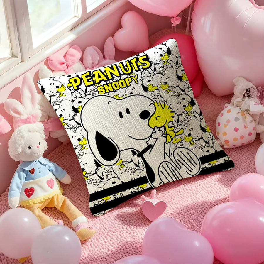 MINISO Snoopy Kissenbezug aus Bio-Leinen in Weiß, quadratisch, Breite: 30 cm, Höhe: 30 cm - Bild 3