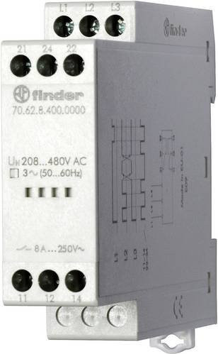 Finder 3-Phasen-Netzüberwachung 70.62.8.400.0000 in Grau mit 2 Wechsler für 170 - 520 V/AC - Bild 1