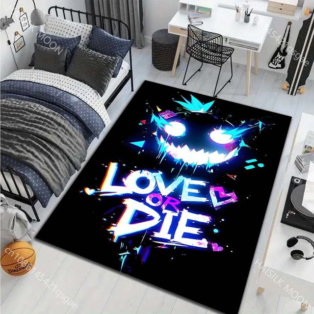 UQIDEHOME Rutschfester Teppich mit Neon Graffiti Design, modern und geometrisch, Mehrfarbig, B/T: 60 x 40 cm - Bild 1