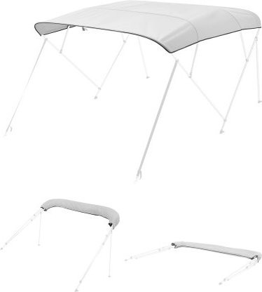 VEVOR Bimini Top für Boote mit 4 Bügeln, 600D Polyester Canopy, wasserdicht und Sonnenschutz, inklusive Aufbewahrungstasche, Ersatz-Bimini-Top, Breite: 231 bis 244 cm, Farbe: Lichtgrau (Rahmen nicht im Lieferumfang enthalten) - Bild 1