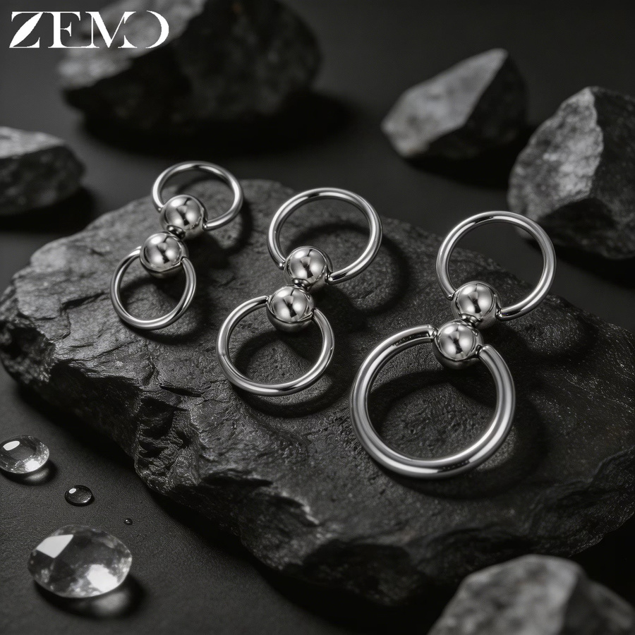 ZEMO Nippelring Edelstahl, Silber, Unisex - Bild 2