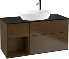 V&B Finion Waschtischunterschrank mit Wandbeleuchtung in Walnuss, Breite: 120 cm - Bild 1