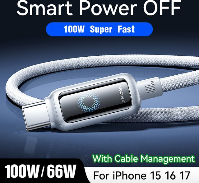 Joyroom USB-C auf USB-C Daten- und Ladekabel StarFlight Display 100W Weiß, Länge: 1,2 m - Bild 2