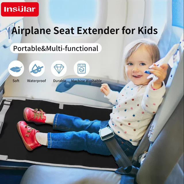 INSULAR Kinder Flugzeug Sitzverlängerung Pad als tragbare Kindersitz Unterstützung und Reisebett in Schwarz - Bild 1