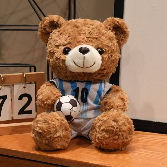 Fußball-Bär-Puppe, Plüschtier, Braun, ab 14 Jahre - Bild 1