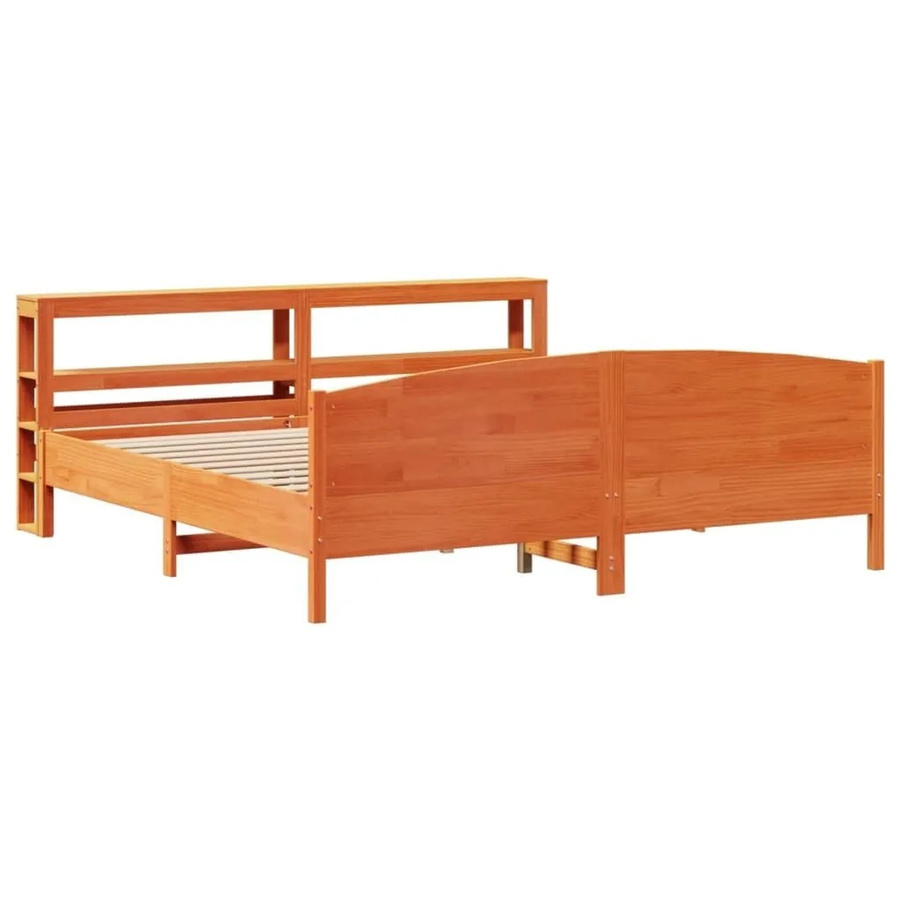 vidaXL Massivholzbett aus Kiefernholz in Wachsbraun, rustikales Bett ohne Matratze, B/T: 180 x 200 cm - Bild 2