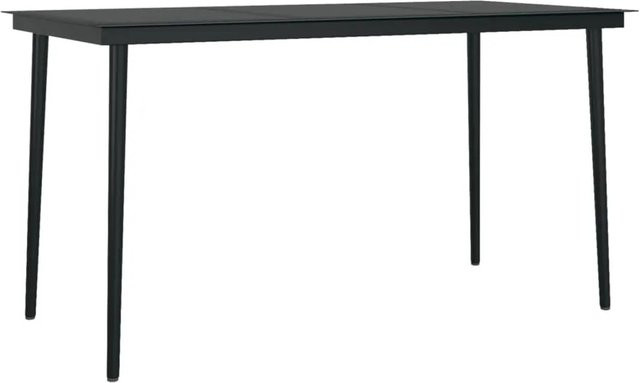vidaXL Garten-Esstisch aus Stahl und Glas in Schwarz, rechteckig, B/T/H: 140 x 70 x 74 cm - Bild 1