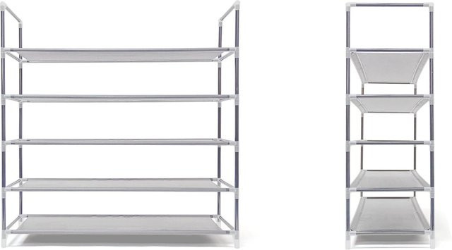 Relaxdays Schuhregal aus Metall in Grau mit Stecksystem für 20 Paar Schuhe, B/H/T: 90,5 x 87 x 29,5 cm - Bild 1
