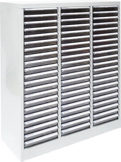 PROREGAL Schubladencontainer Kobra mit 63 Schubladen in Lichtgrau, H x B x T: 88 x 80 x 35 cm - Bild 1
