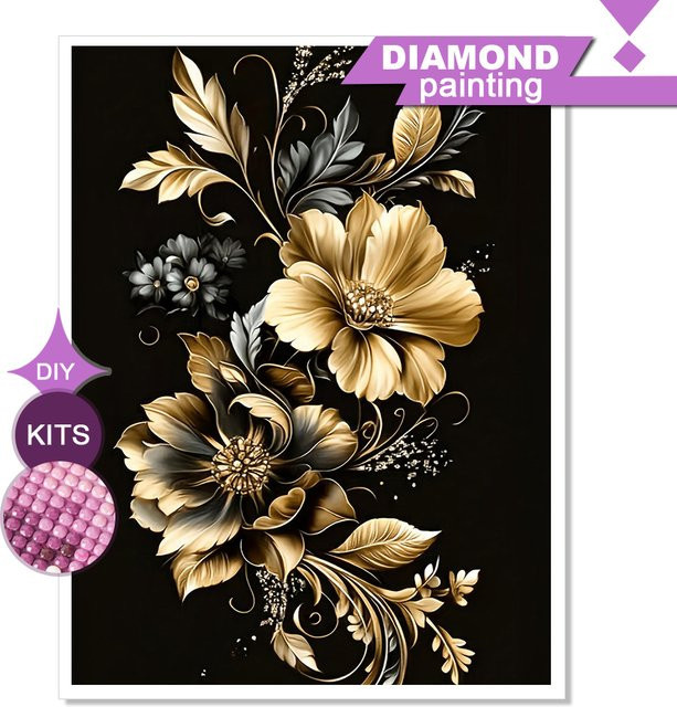 Huacan Blumen-Diamantmalerei Mosaik-Kunst in Multicolour, rundes Strass-Bild als handgefertigtes Geschenk - Bild 1