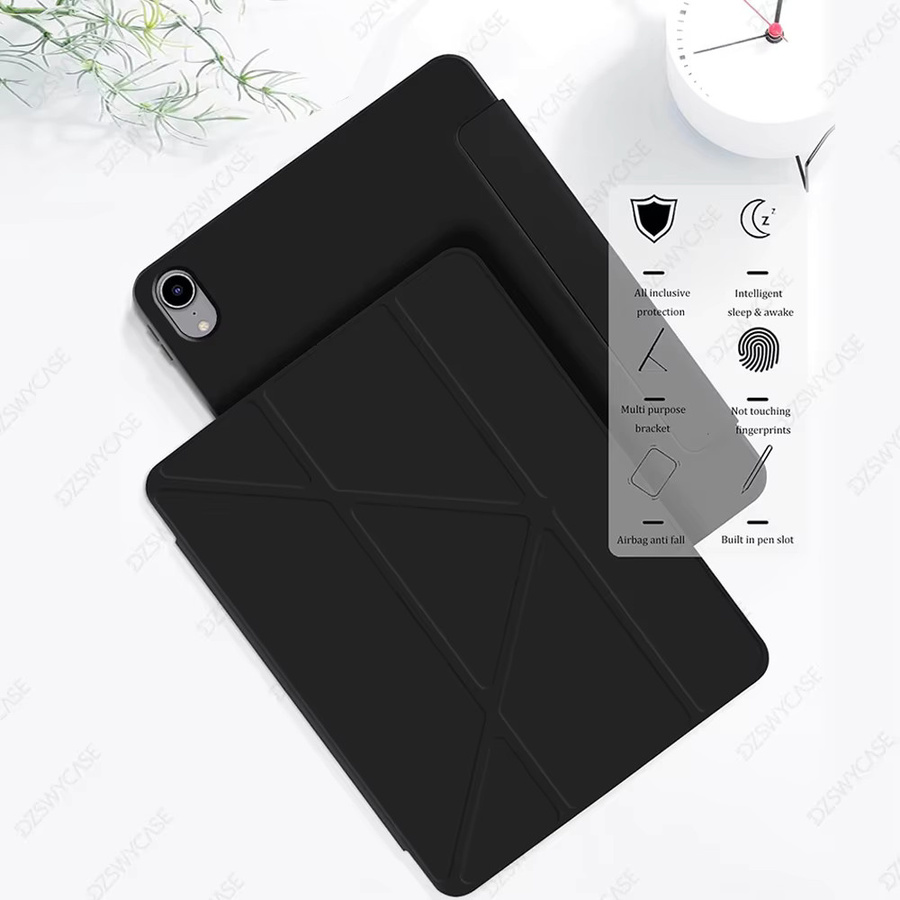 DZSWYCASE Silikon Slim Protective Hülle für iPad 10. Generation 10.9 und iPad 11. Generation A16 11 mit Stifthalter und Y-förmigem Ständer, Schwarz - Bild 3
