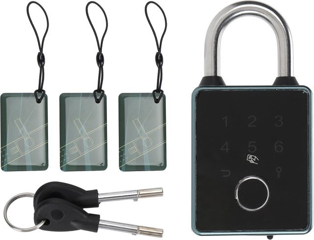 GoolRC Smart Fingerprint Vorhängeschloss mit Passwort, Karte und App-Steuerung, wasserdicht, grau - Bild 1