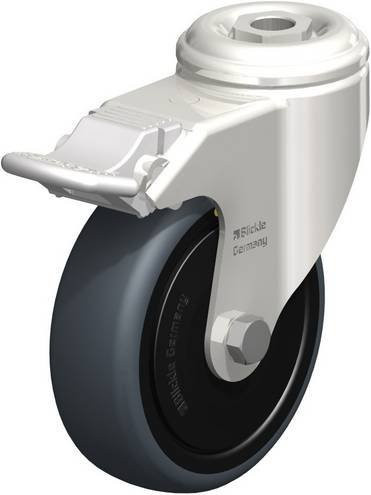 Blickle Lenkrolle LKRXA-TPA 101KFD-FI-ELS mit Feststeller in Schwarz und Grau, Rad-Durchmesser: 100 mm, Tragfähigkeit: 70 kg - Bild 1